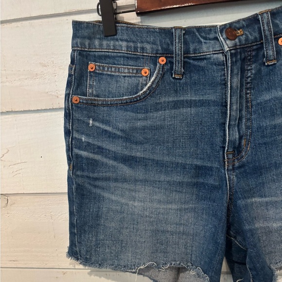 Madewell Medium-Blue Jean Shorts with Raw Hem - Picture 2 of 8